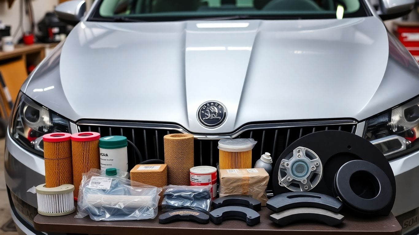 Skoda spare parts and car hood