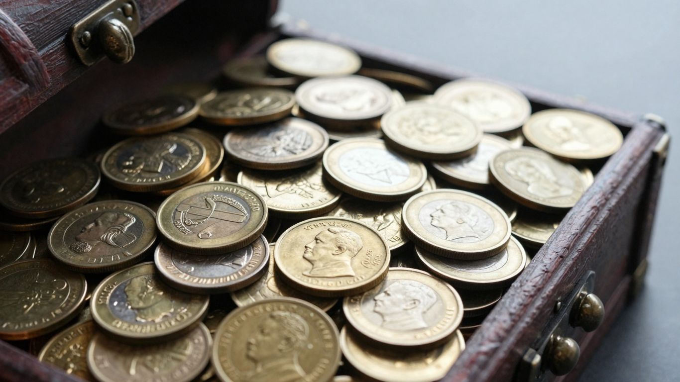 Collection of valuable gold and silver coins.