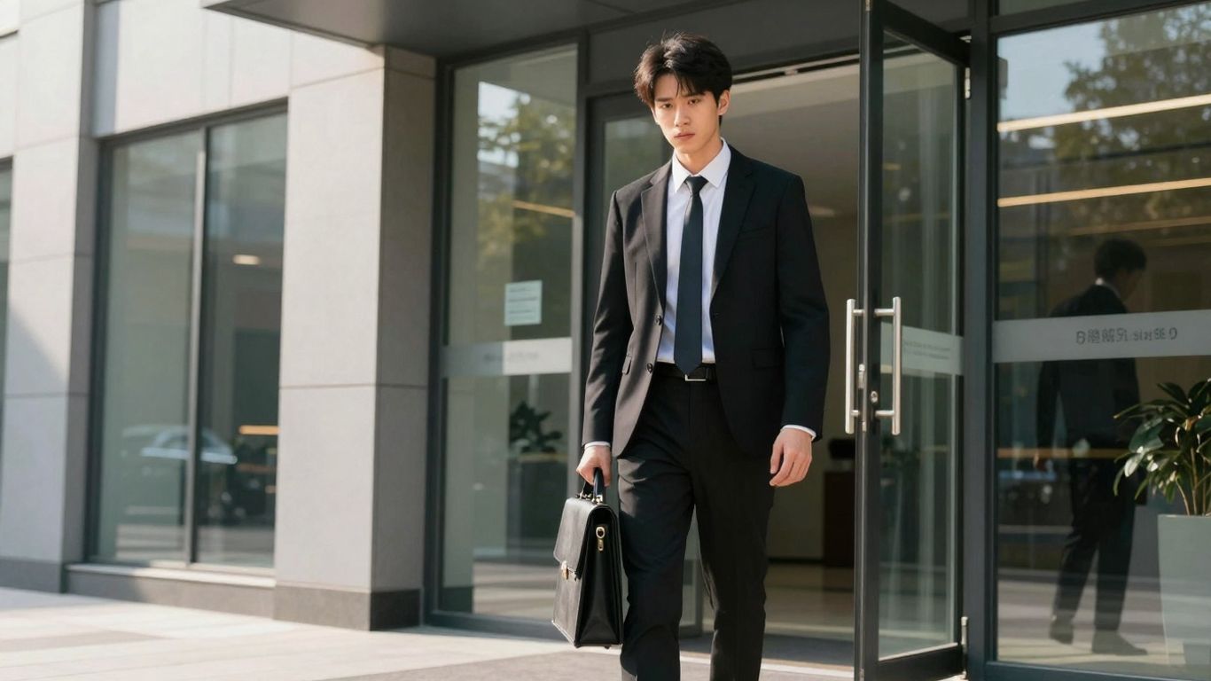 Nieuwe werknemer bij kantoor, klaar voor de eerste dag.