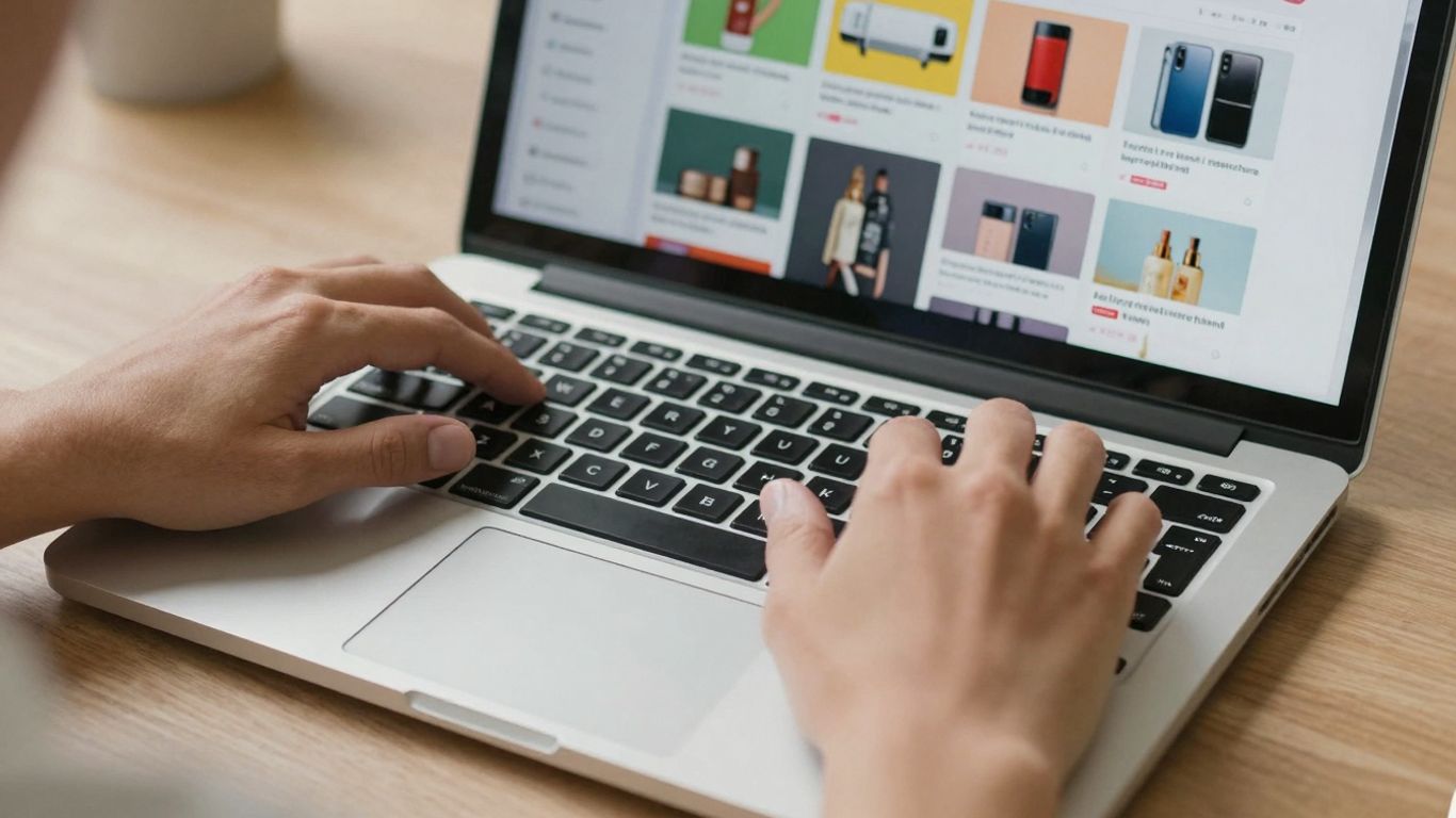 Personne travaillant sur un ordinateur portable Shopify.