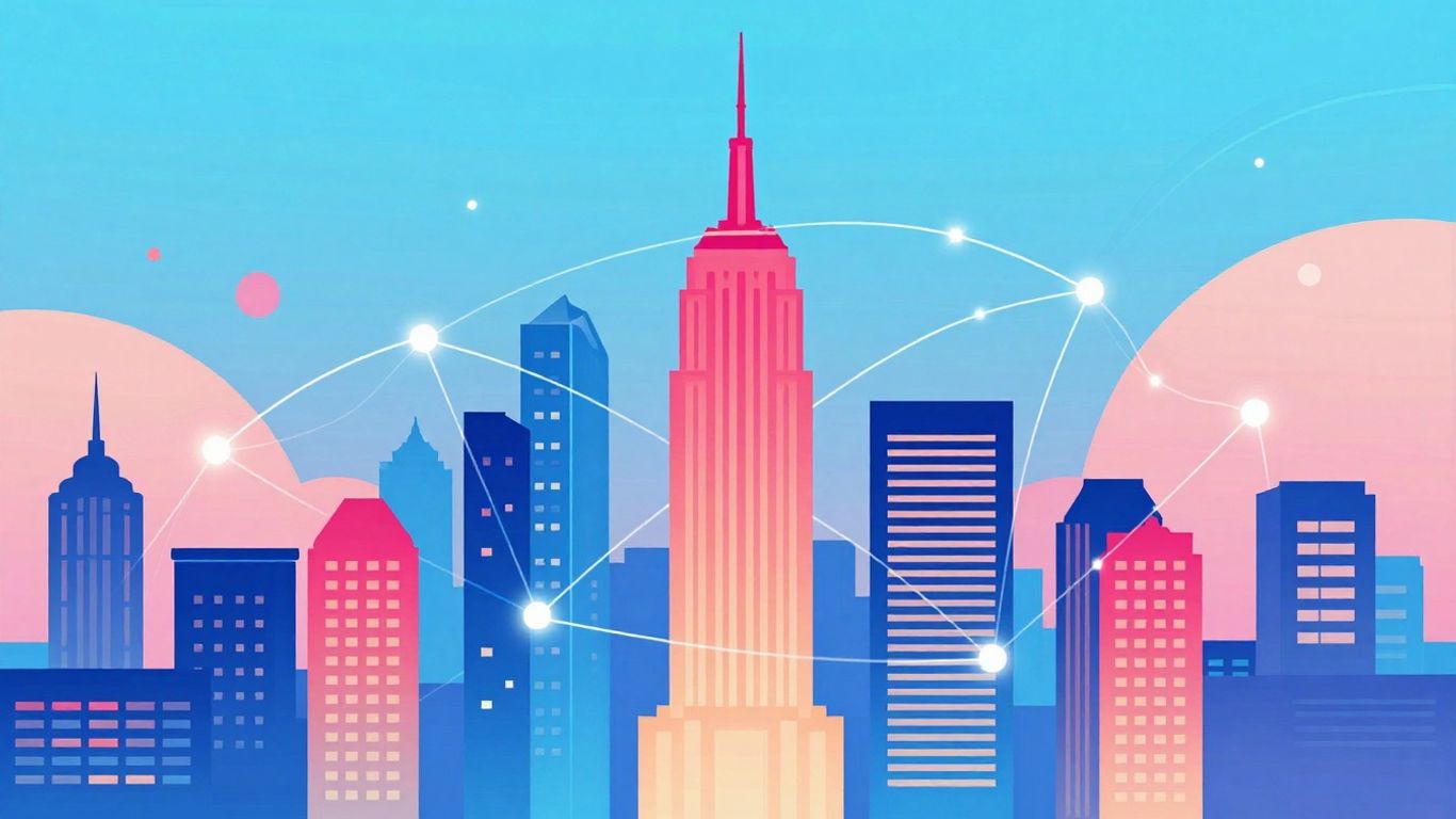 New York IT services infographic with digital connections.