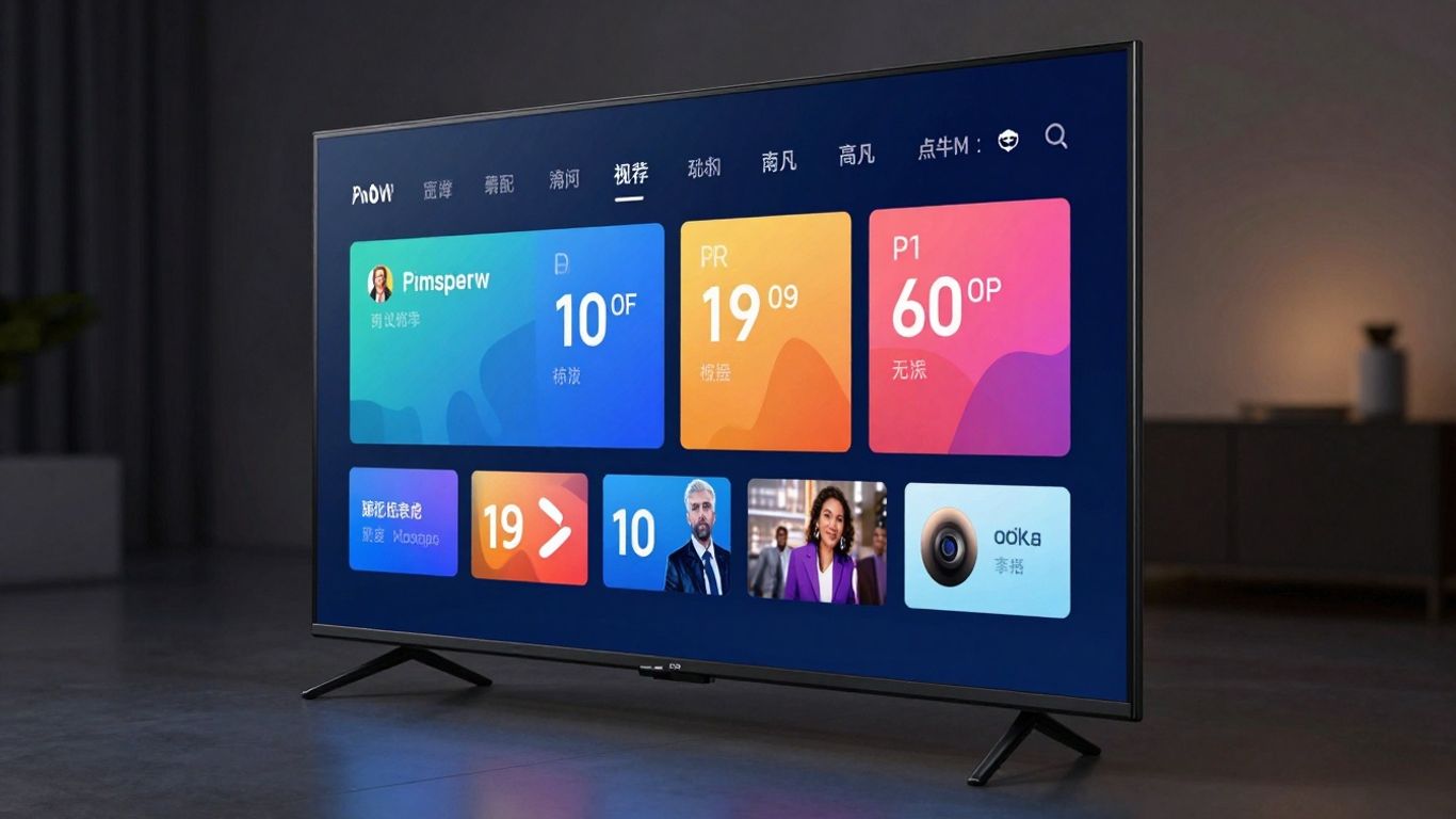 Modern TV screen with colorful interface