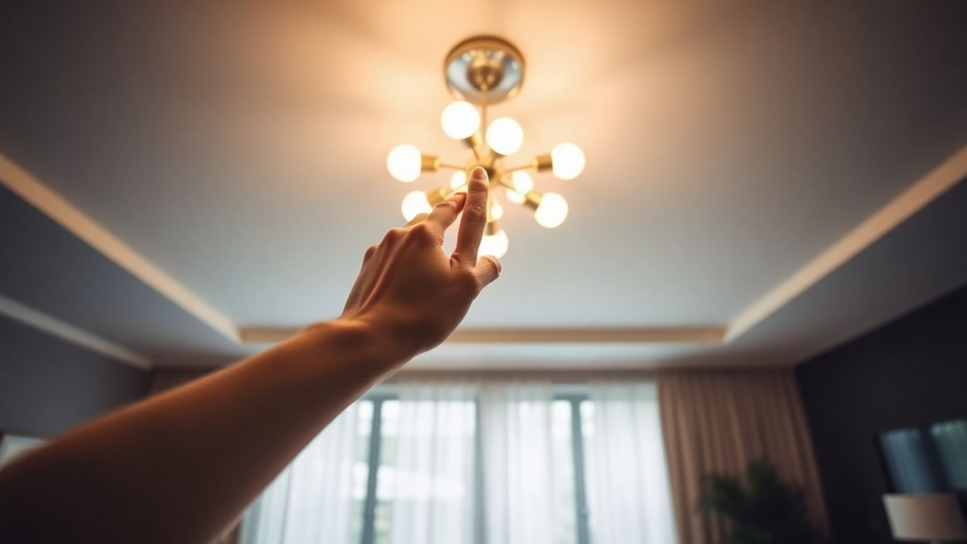 Living room with dimmable LED bulbs changing brightness.