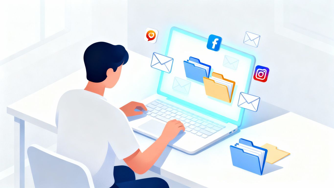 Digital spring cleaning on a laptop screen.