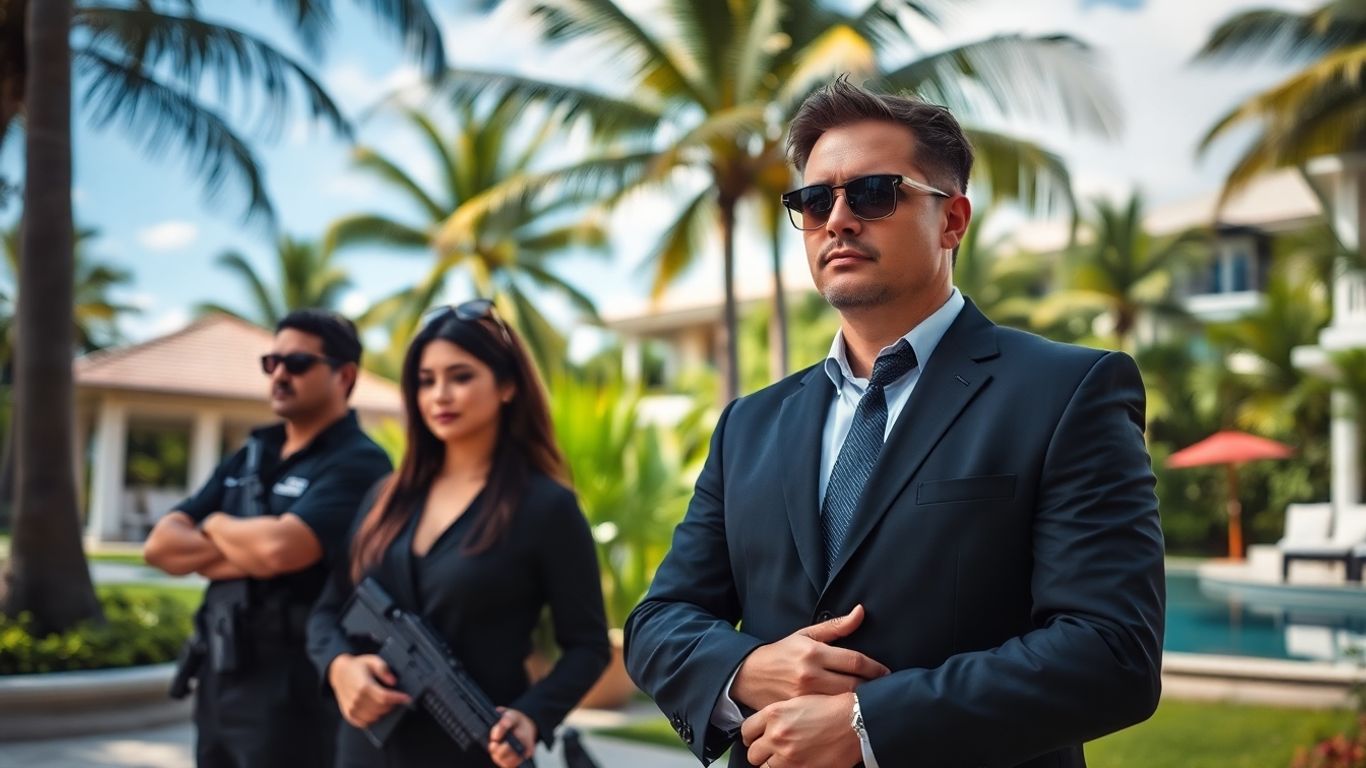 Elite security team guarding a luxury villa in Bali.
