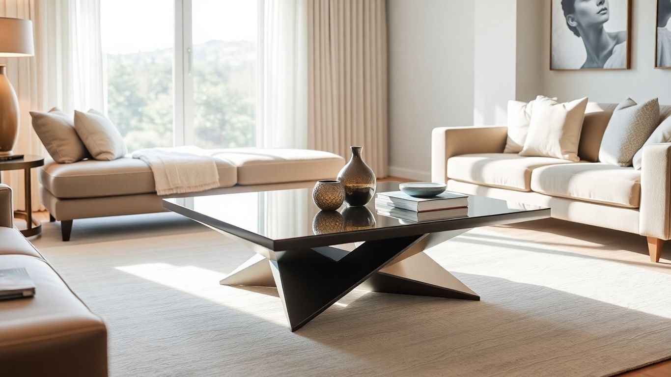 Modern coffee table on sale in a stylish living room.