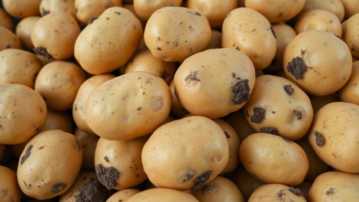 Biologische aardappelen in een stapel, vers en aards.