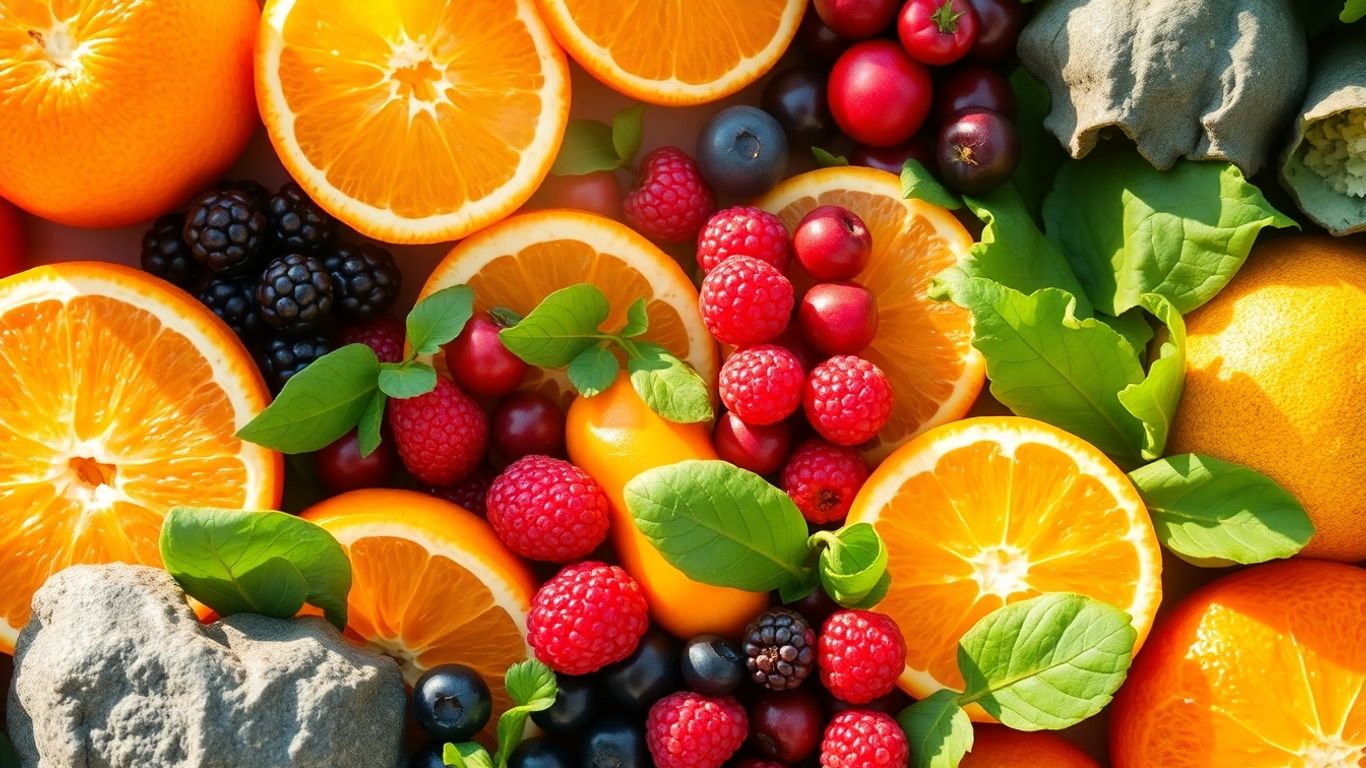 Colorful fruits and vegetables for immune health.
