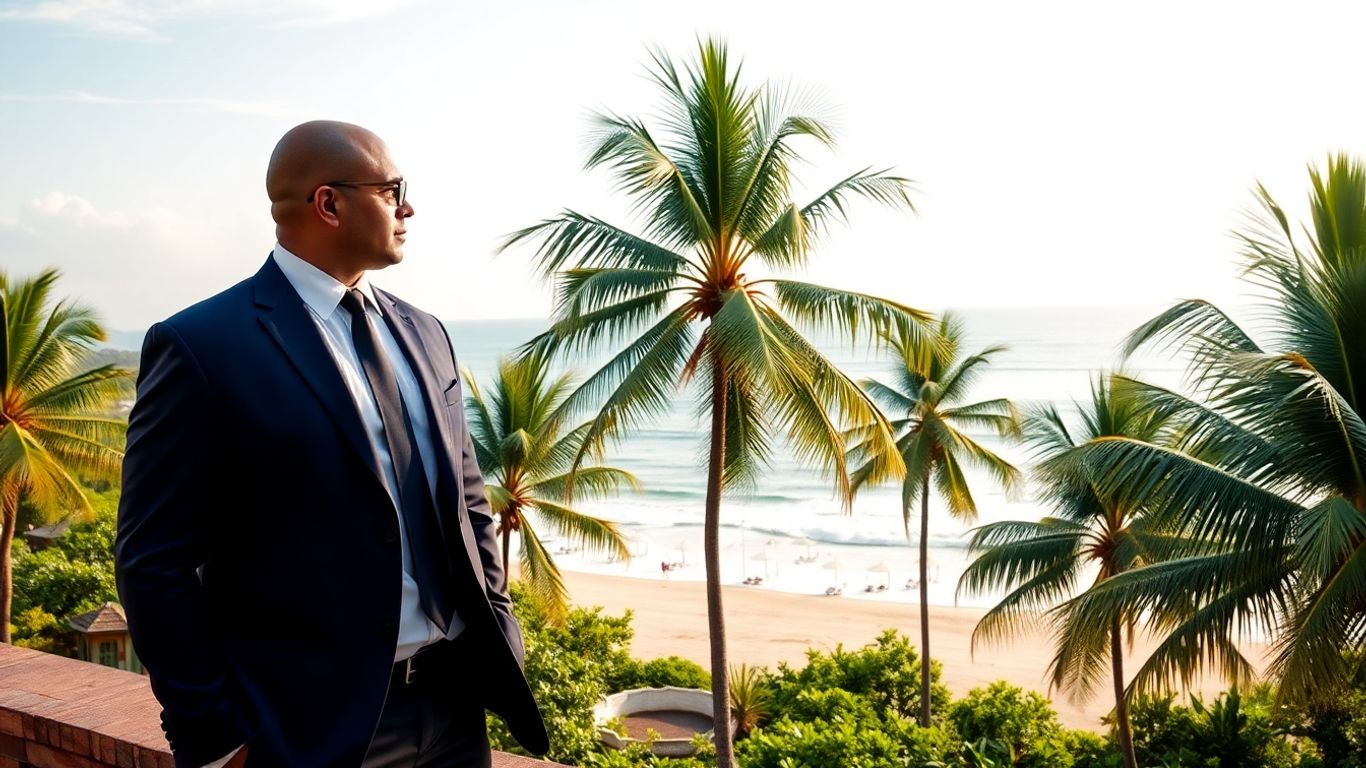 Bodyguard protecting traveler in Bali