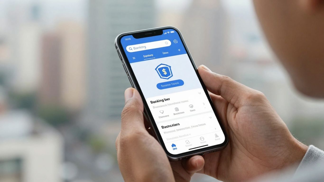 Person using a banking app on a smartphone.
