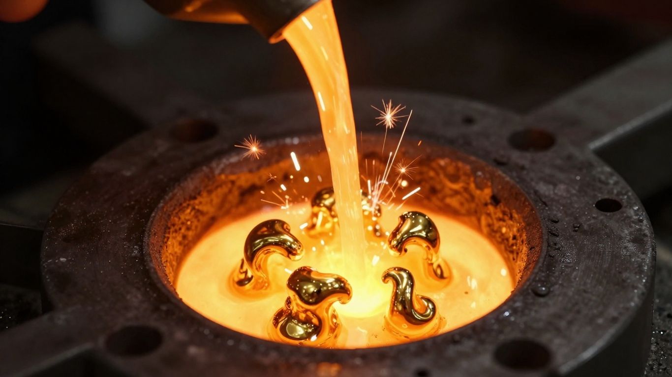 Ouro derretido transformado em magníficas joias.