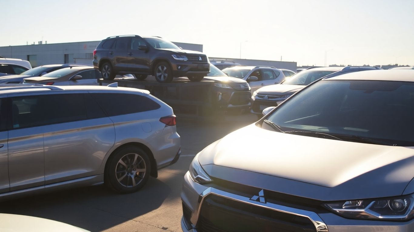 Mitsubishi wreckers yard with cars for parts