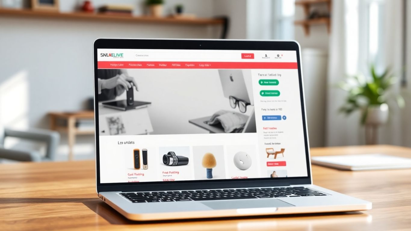 Affiliate store website on a laptop screen.