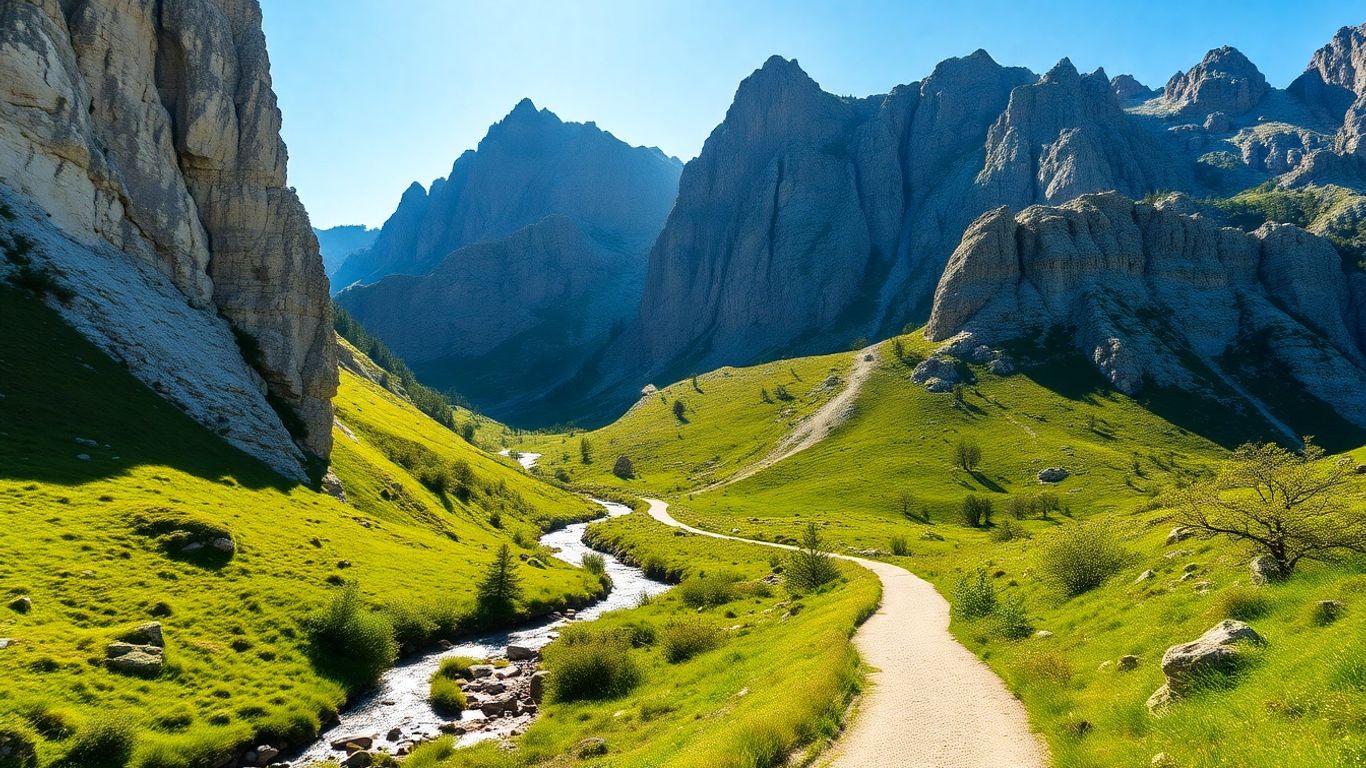 Malownicza Dolina Kościeliska w Tatrach z górami i strumieniem.