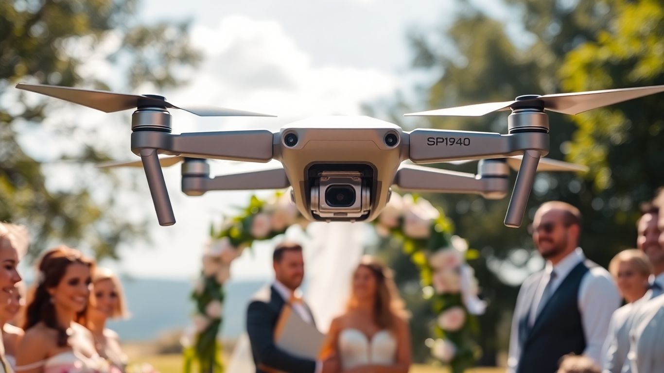 Autel Evo Lite+ drone filming a wedding ceremony.