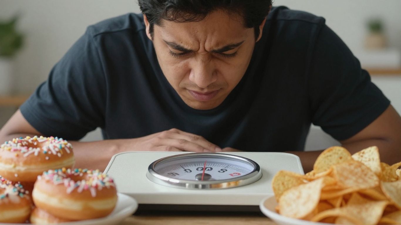 Pessoa frustrada com comida ao redor.