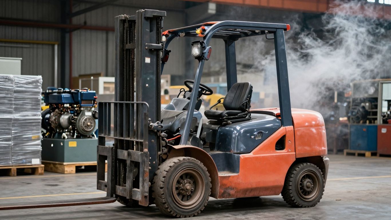 รถโฟล์คลิฟท์ปล่อยควันในโรงงาน