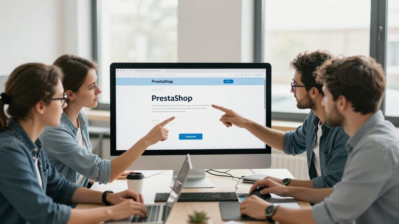 Équipe travaillant sur un site PrestaShop