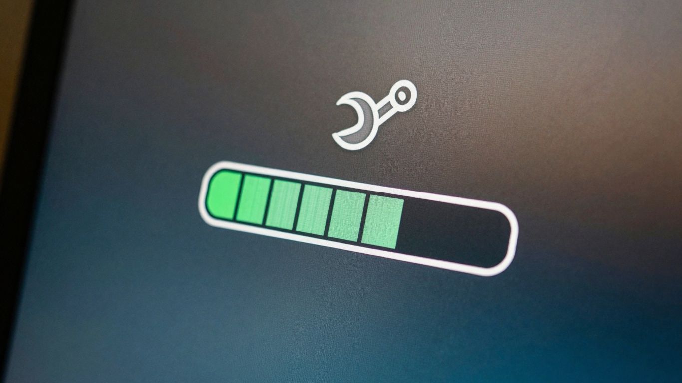 Écran avec un symbole de maintenance et une clé.