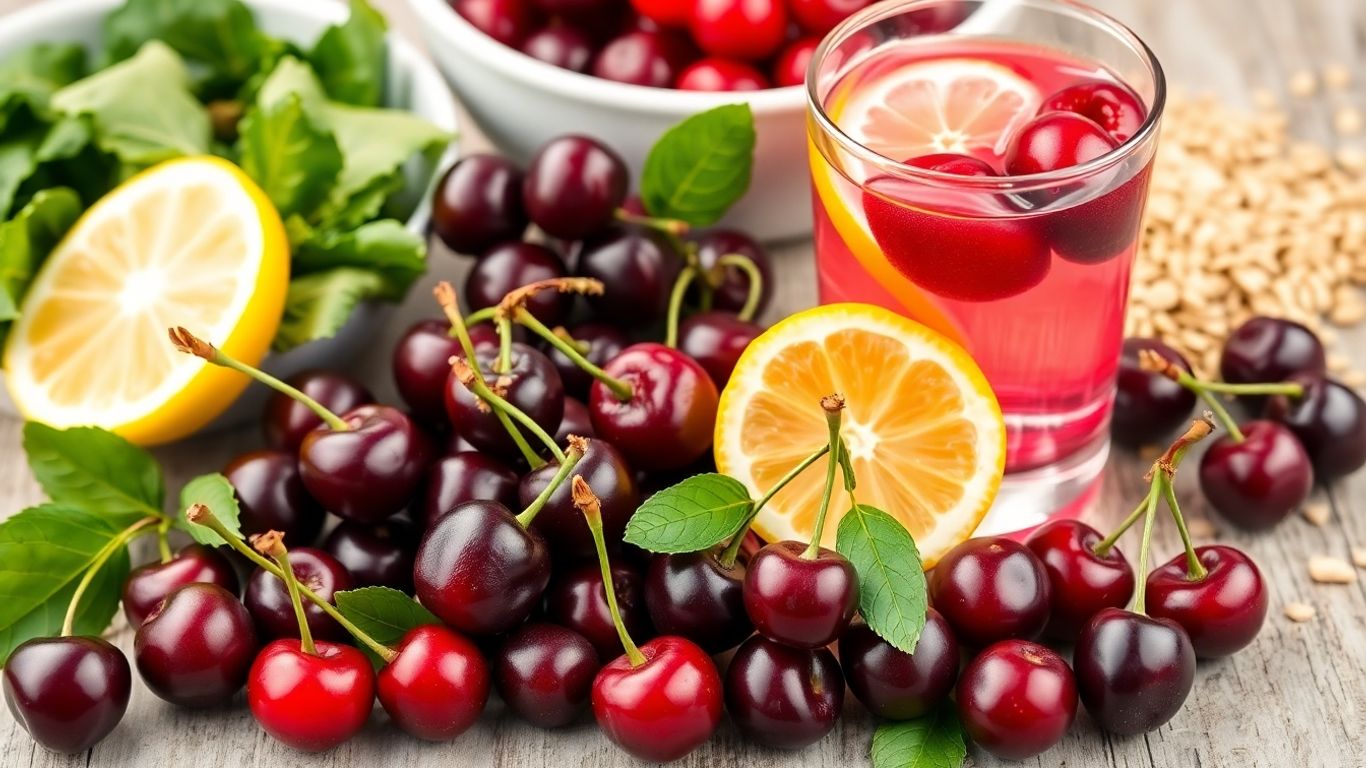 Cherries, greens, and water for gout relief.