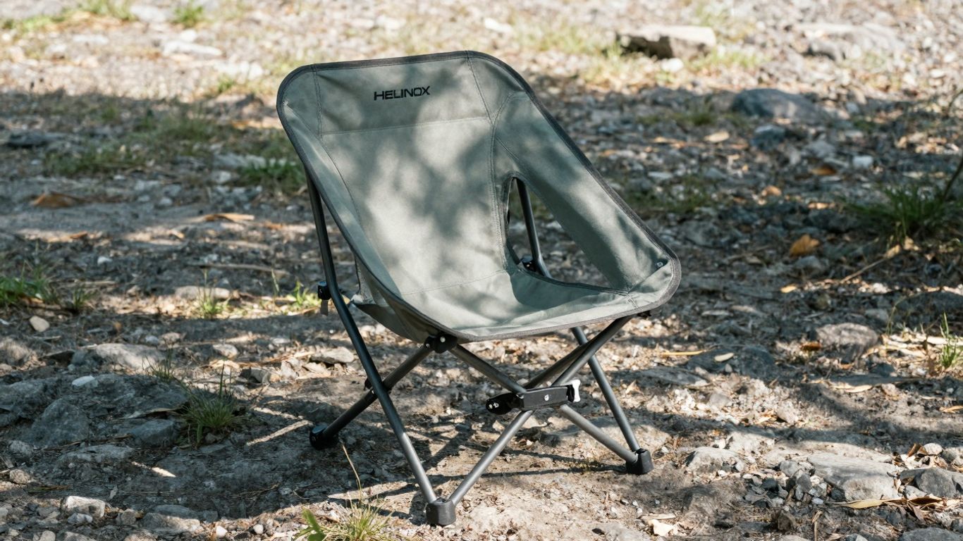 Helinox Chair Zero set up outdoors.