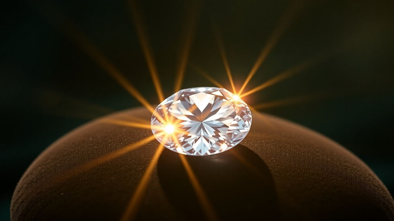 Sparkling moissanite gemstone on velvet cushion