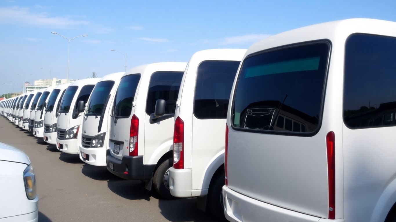 Minibus fleet ready for hire in Slough.
