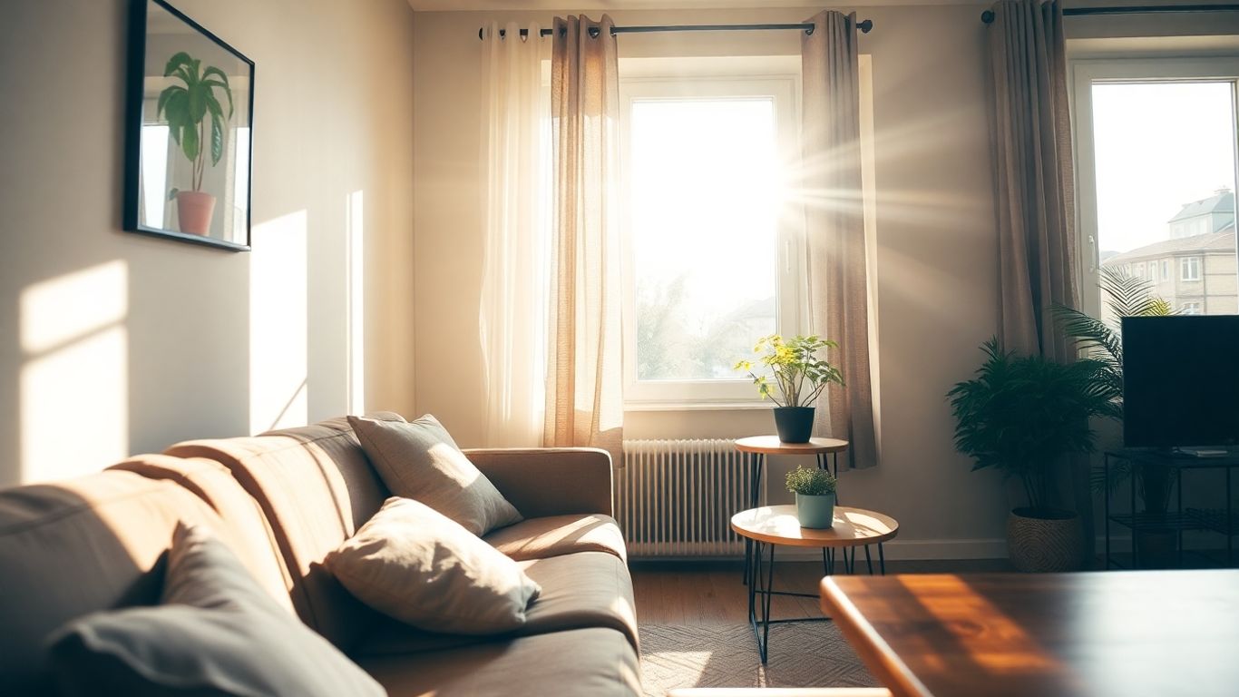 Interior de un apartamento acogedor con luz solar.