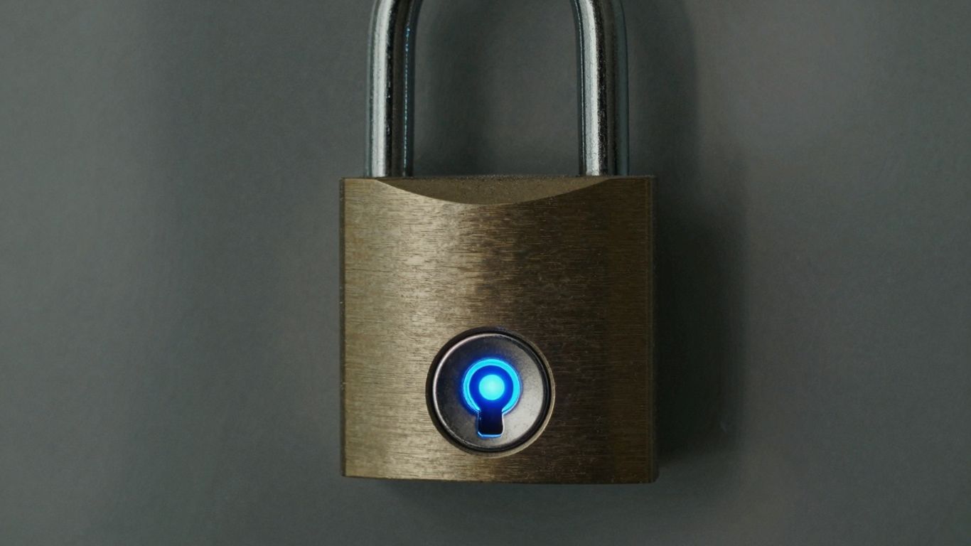 Digital lock with glowing keyhole, symbolizing SEO power.