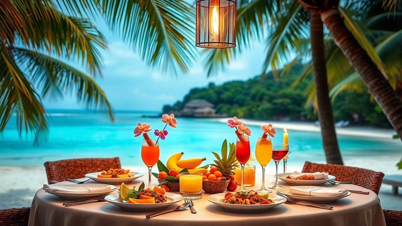 Luxury wellness dining setup on tropical Phuket beach