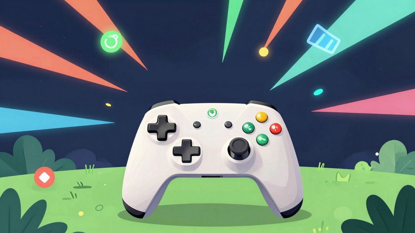 Gaming controller with vibrant digital effects, ready to play.