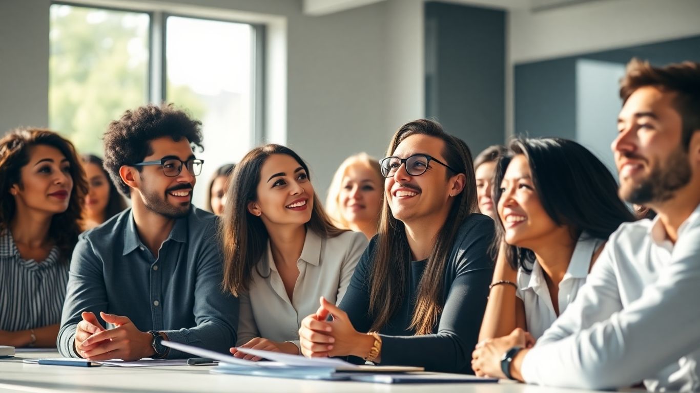 Aspiring real estate professionals in a modern training course.