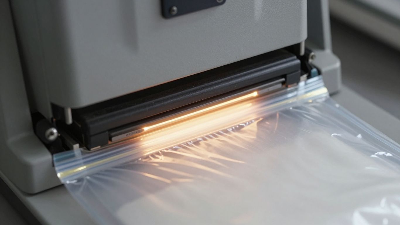 เครื่องซีลถุงกำลังทำงาน