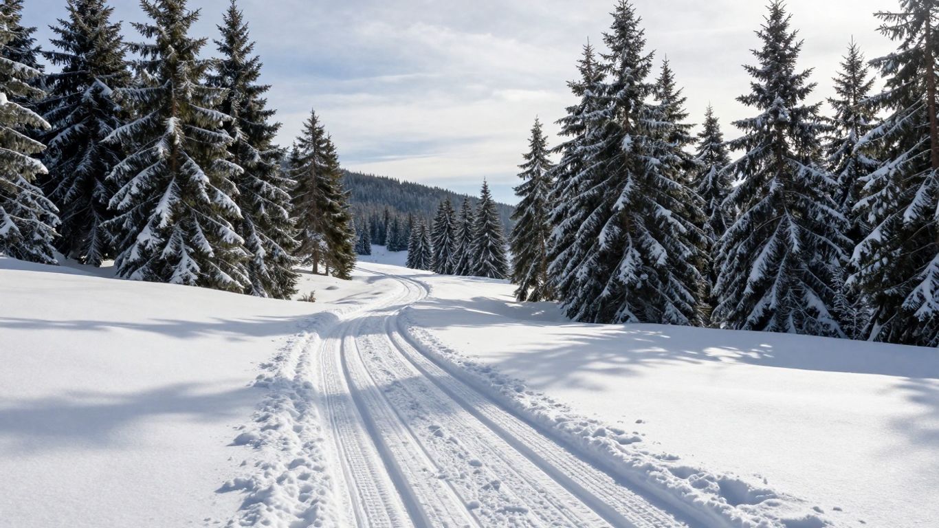Langläufer auf einer verschneiten Loipe im Harz
