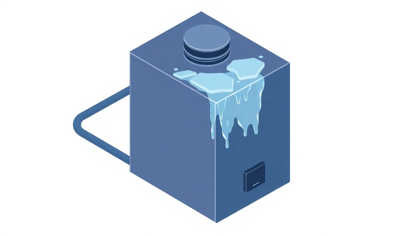 Frozen tankless water heater illustration