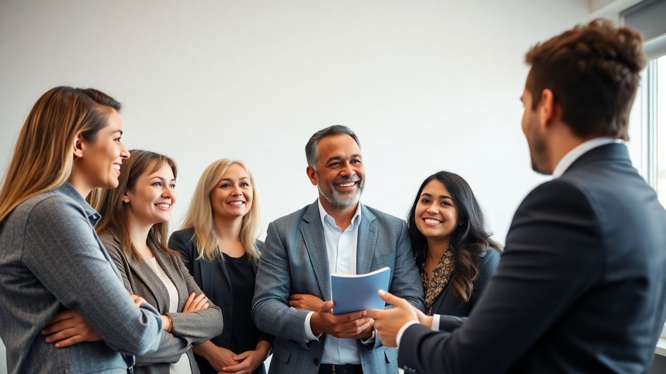 Persona sonriendo con un agente de seguros de Catalana Occidente.