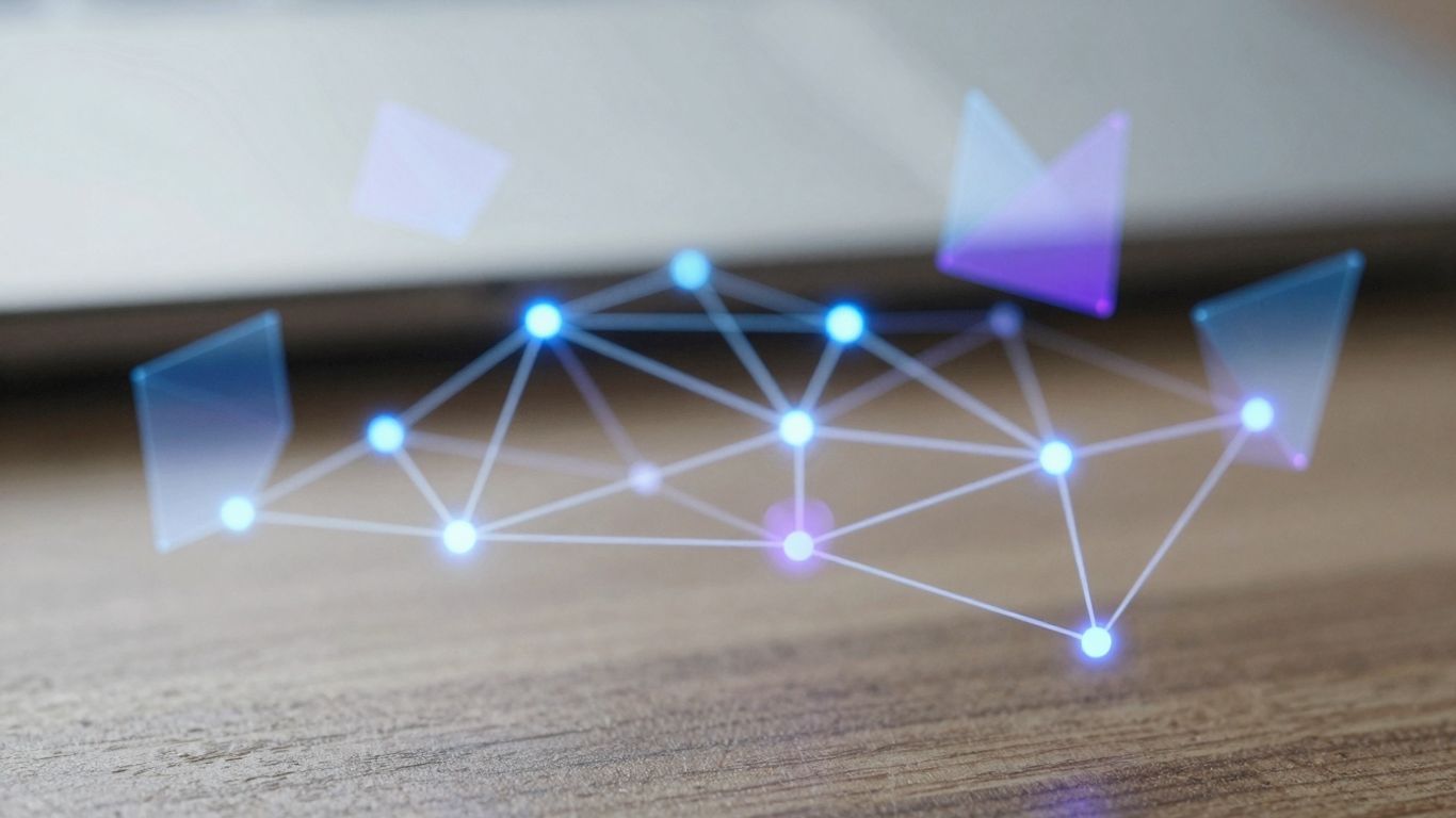 Blockchain technology network nodes glowing