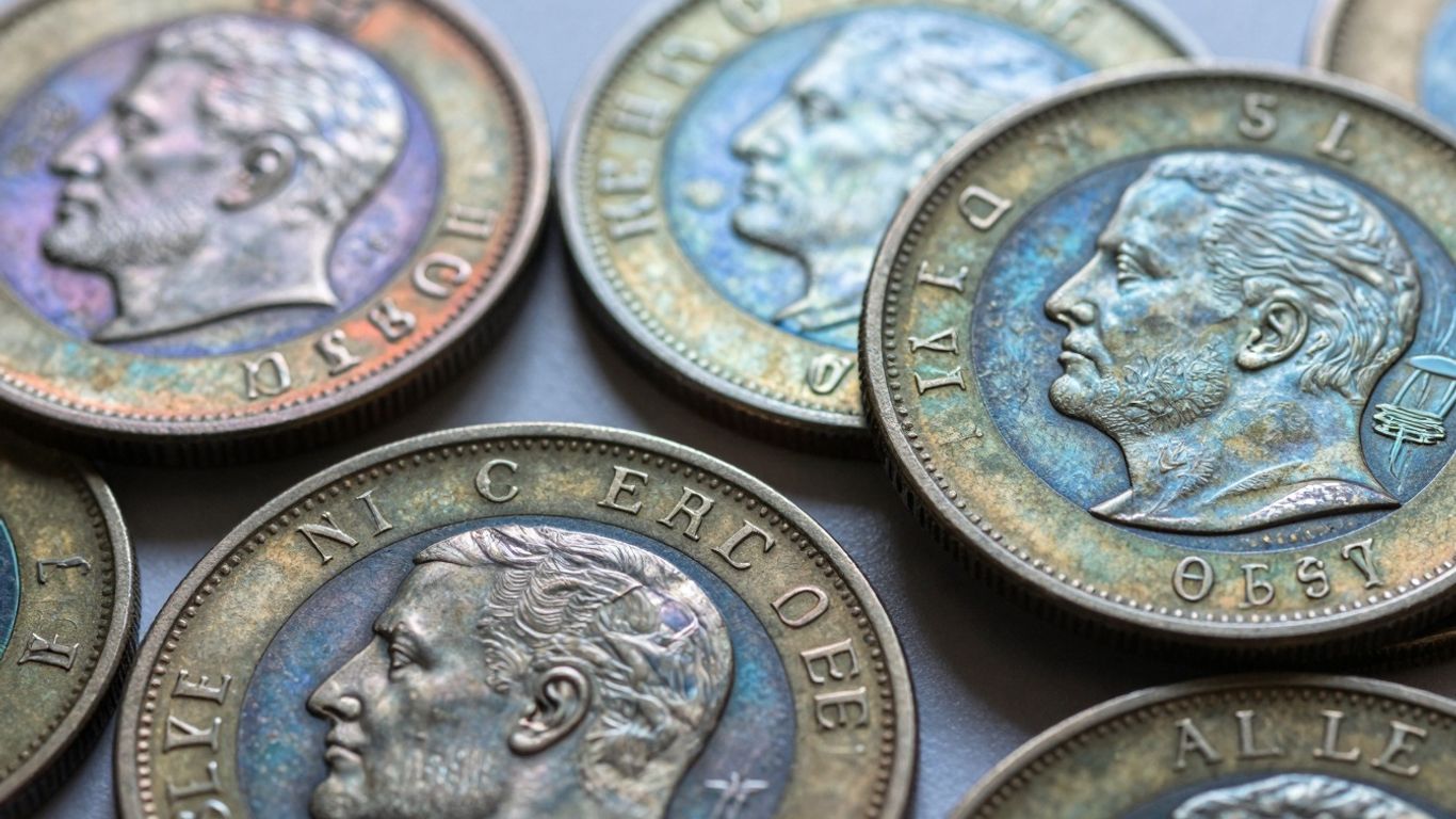 Colorful coin toning spectrum