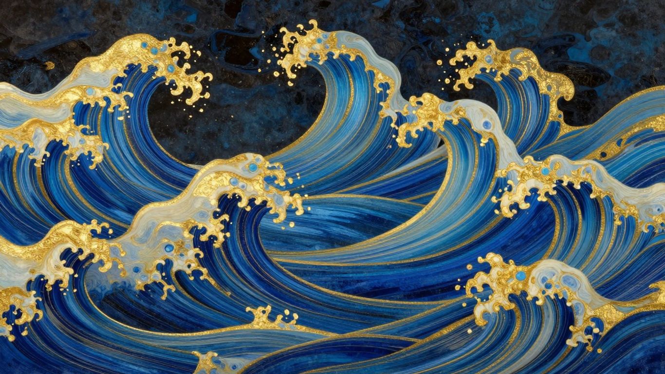 抽象的藍金色艾略特波浪