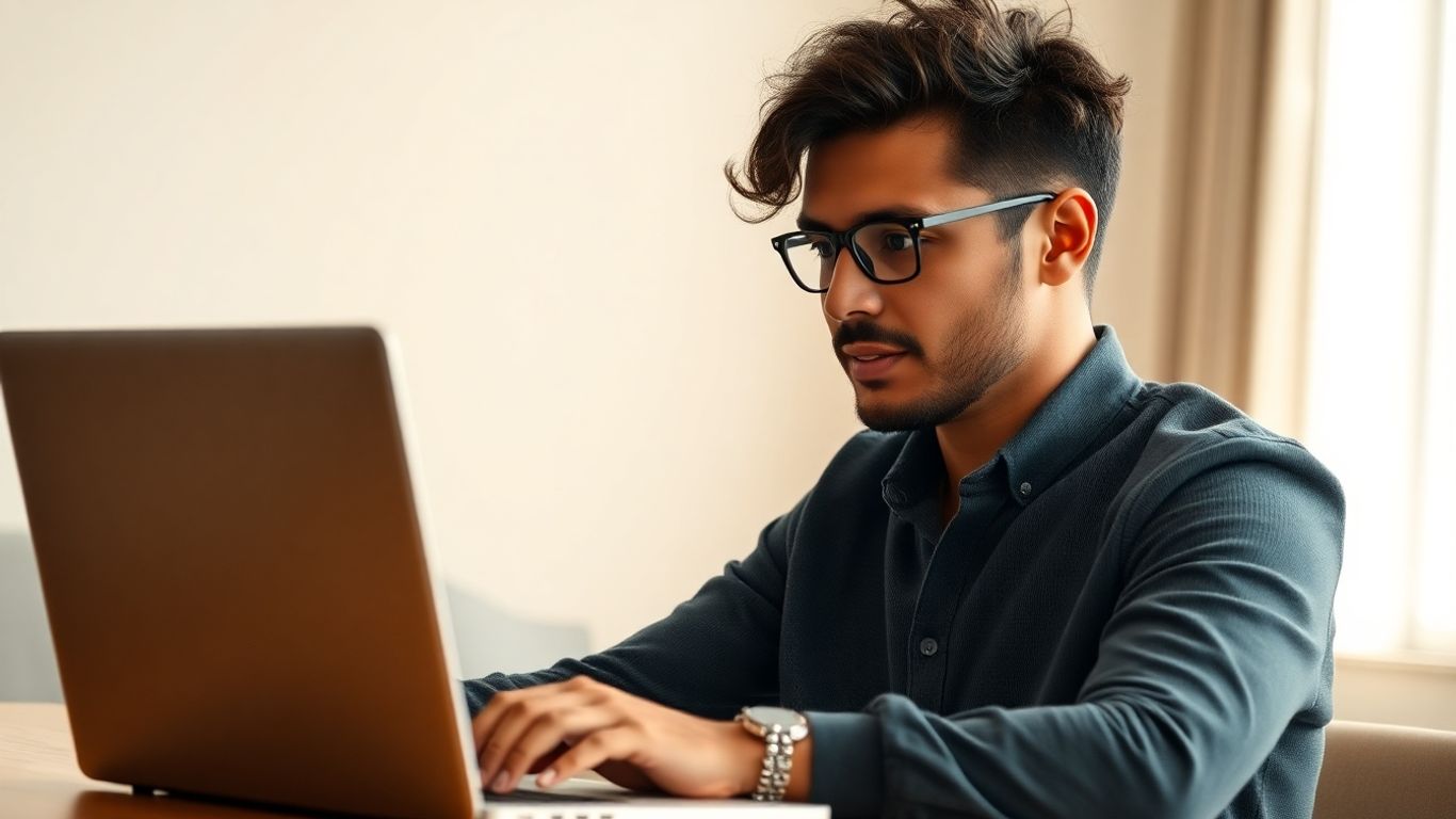 Person engaging on LinkedIn via laptop.