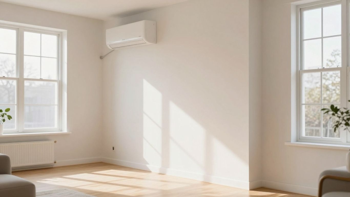 Modern home interior with integrated HVAC system elements.