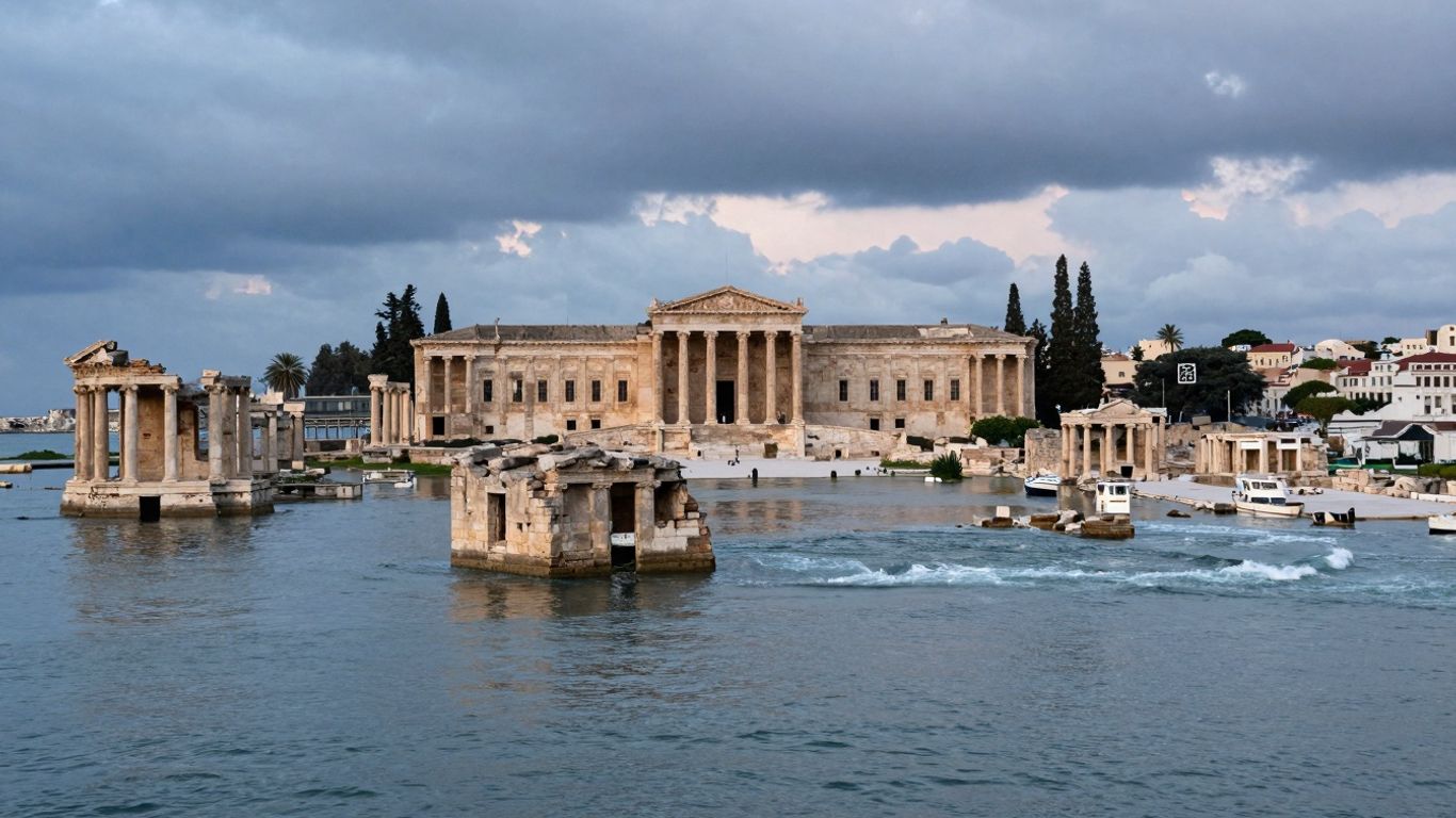 Oraș antic sub ape, amenințat de schimbările climatice.