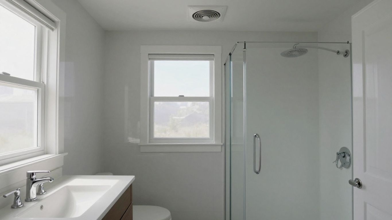 Salle de bain aérée et sans moisissures avec ventilateur.