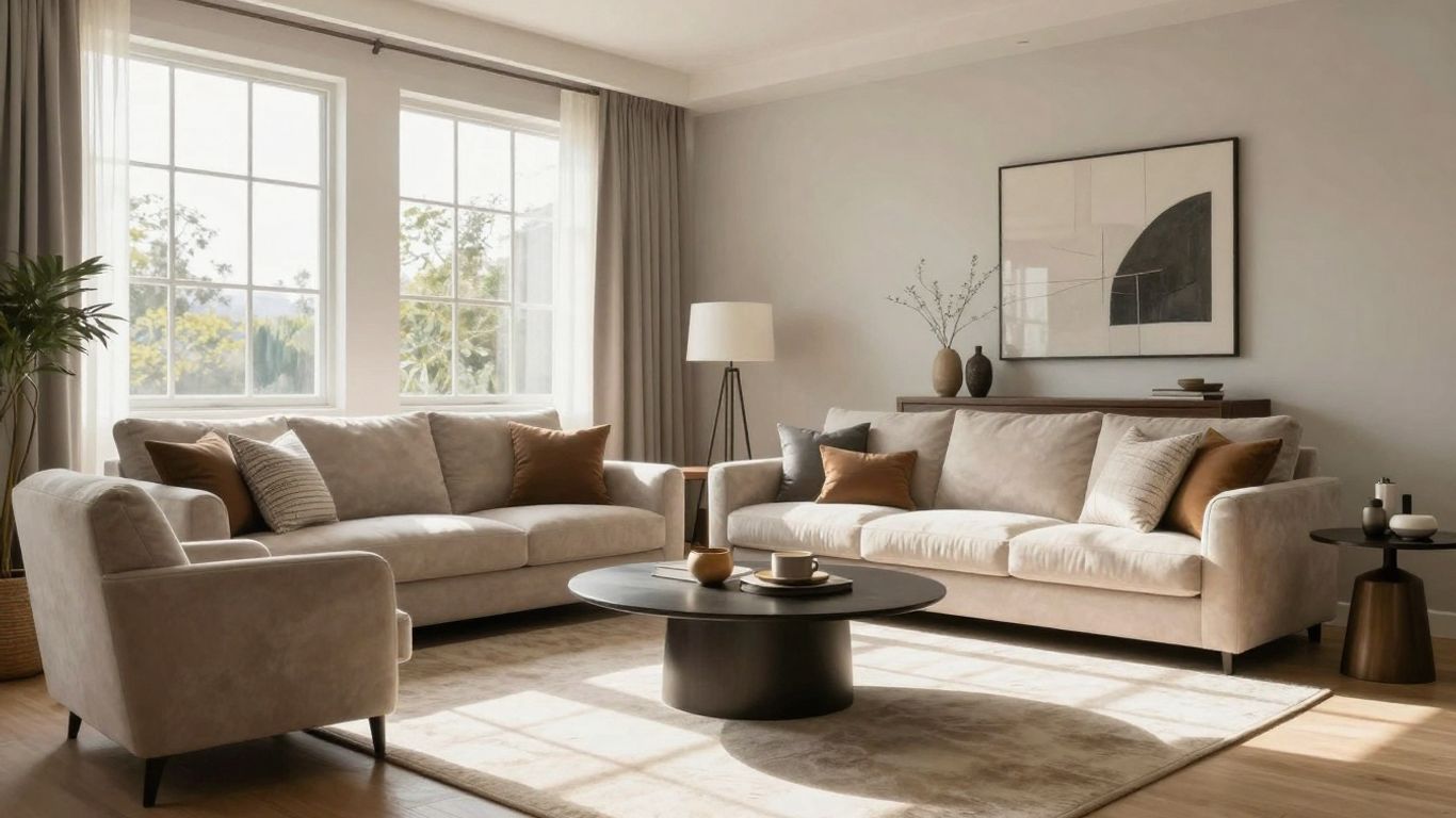 Stylish Airbnb furniture package in Las Vegas living room.