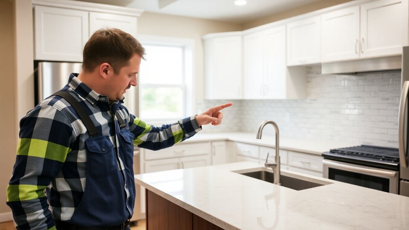 Contractor inspecting a modern Smyrna kitchen remodel.