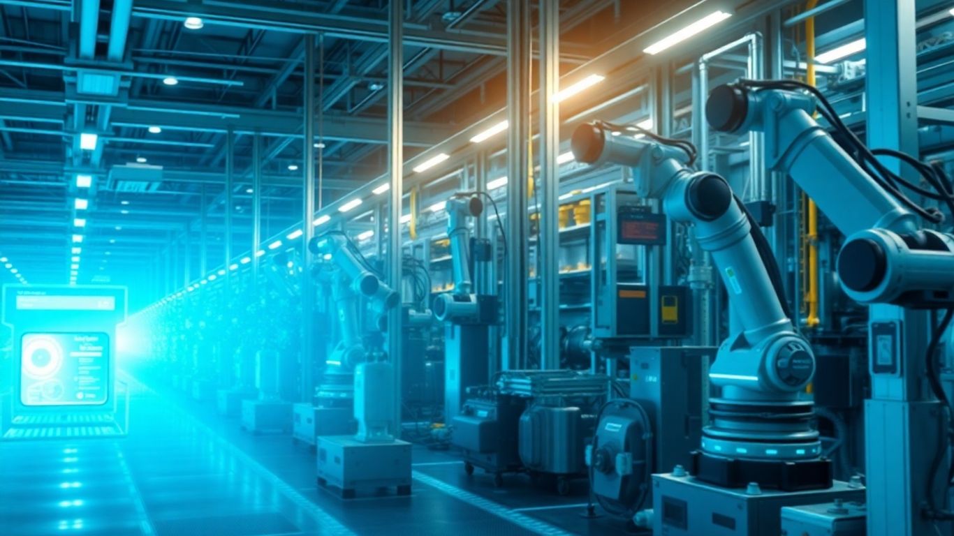 Digitale Zwillinge in einer modernen Produktionshalle