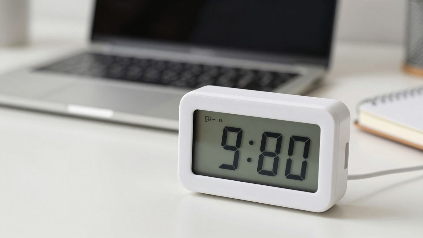 Digital timer on a desk for studying