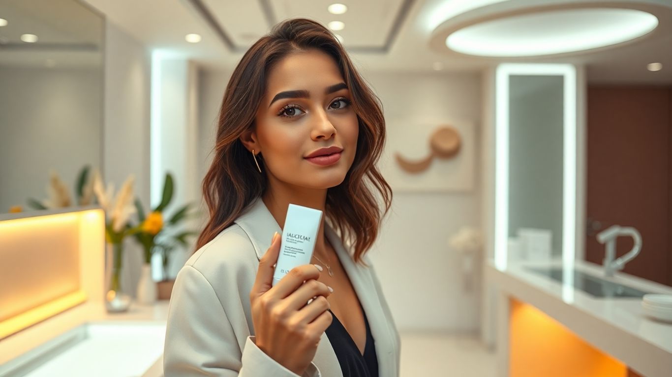 Influencer in a clinic with aesthetic treatments.