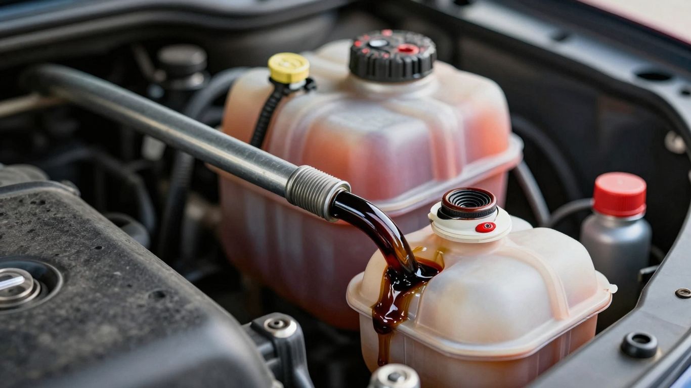 Nissan transmission fluid dipstick with dark fluid.