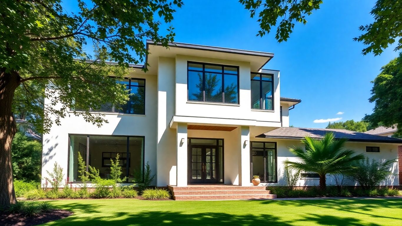 Modern custom home exterior in Ansley Park.